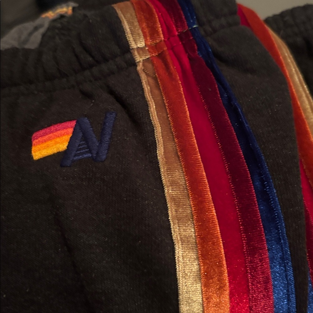 Aviator Nation Black Jogger Set with Rainbow Stripes - Picture 5 of 7